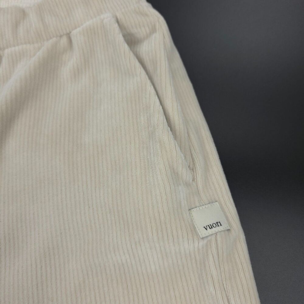VUORI Haven Wide Leg Ribbed Knit Pant Suede Beige Athleisure Lounge Clean Girl - Picture 6 of 10